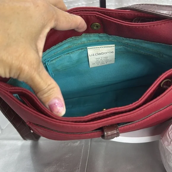 (X1) LIZ CLAIBORNE, small vintage 80s canvas and leather shoulder bag - Picture 7 of 12